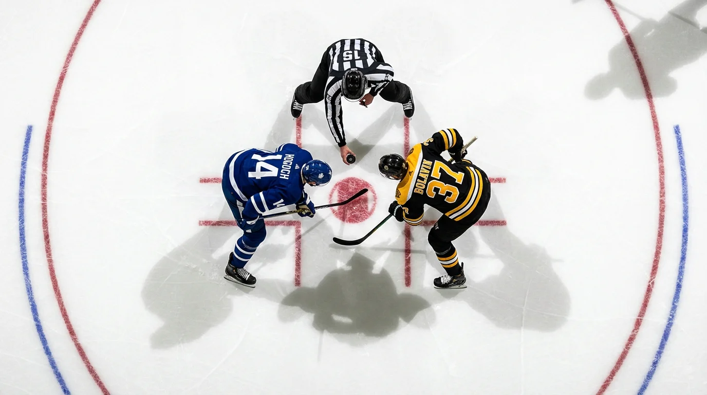 Eishockey-Spielszene mit Anzeigetafel die drei Wettoptionen zeigt