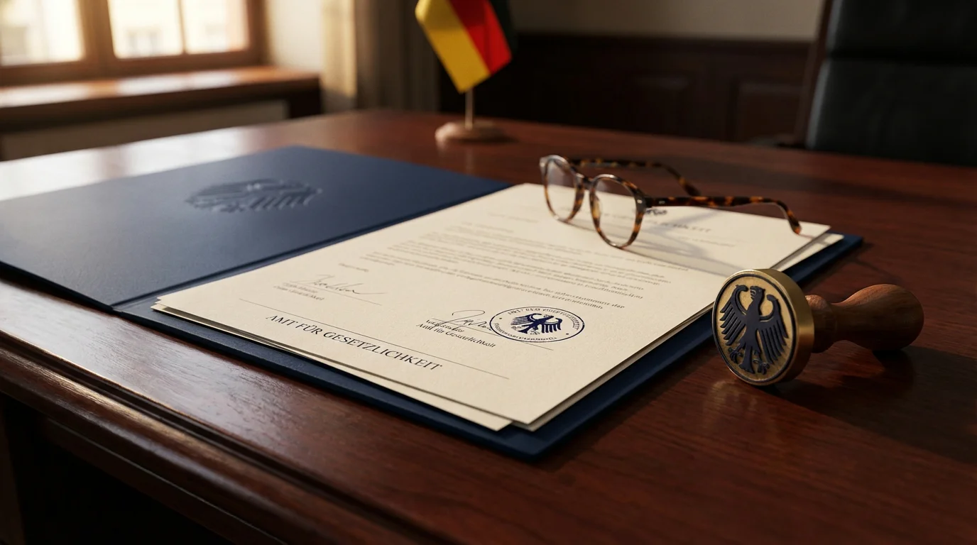 Offizielle Dokumente und Stempel symbolisieren die Regulierung von Sportwetten in Deutschland