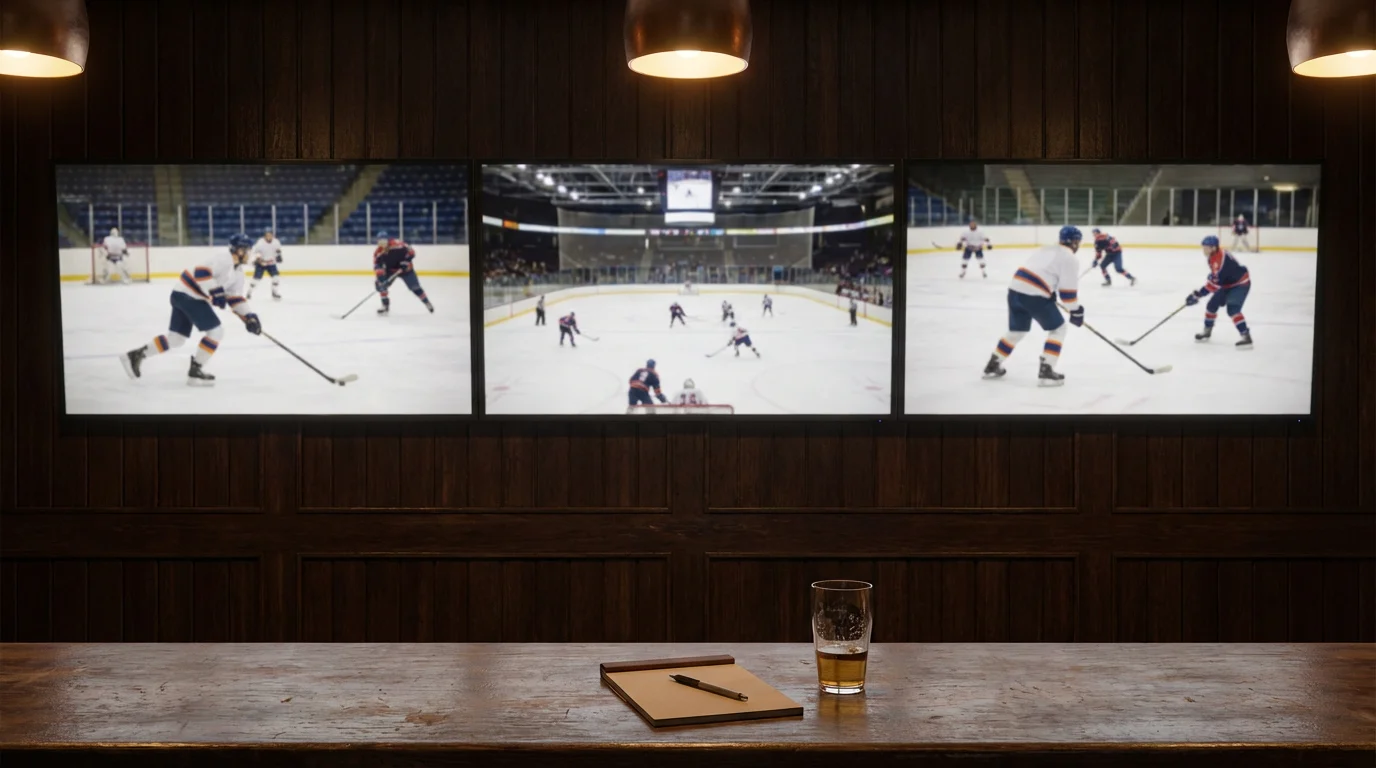 Mehrere Eishockey-Wettscheine nebeneinander auf einem Tisch